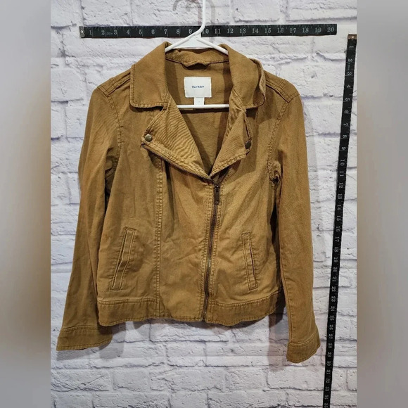 Old Navy women's utility jacket in a brown color asymmetrical zipper Size Small - Picture 1 of 6